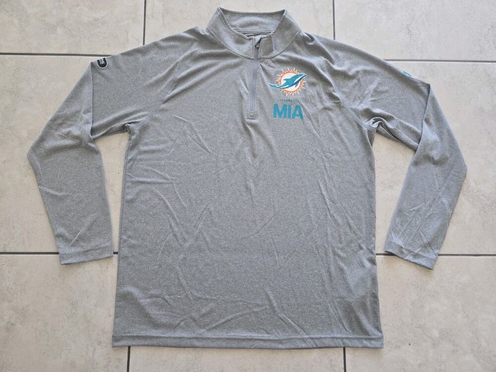 Under Armour Miami Dolphins Combine Authentic Quarter Zip Long Sleeve Shirt L